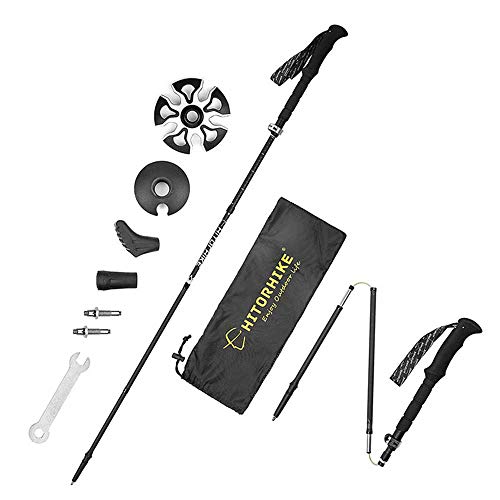 Bâtons de randonnée pliable à serrure verrouillable ultra léger de couleur noire