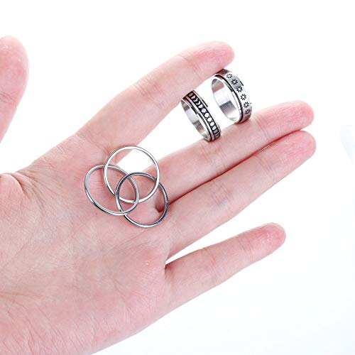 Jstyle Stainless Steel Spinner Rings For Anxiety Fidget Band Rings For Women Flower Ring Celtic Stress Relieving Reduce Anxiety Size 7 #TOP6