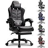 GTPLAYER Gaming Chair with Footrest, Computer Gaming Chair for Adults and Kids, Height Adjustable Gamer Chair with 90-155° Recline & Removable Headrest Lumbar Support,Colorful Black