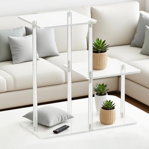 Table d'appoint en acrylique transparente avec 3 grands niveaux de rangement - 8