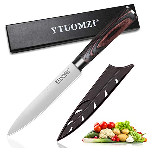 Kitchen Utility Knife - 5 inch Petty Knife High Carbon German Stainless Steel Cutting Chopping Carving Knife, Sharp Small Kitchen Knife - Ergonomic Pakkawood Handle - Gift Box Included