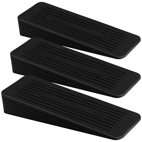 AFFIXERS Door Stop | Door Stoppers for Floor Anti-Skid, Durable, and Heavy Duty Rubber Door Stops | Ideal for All Types of Surfaces | Door Wedges Indoors (Black, Pack of 3)