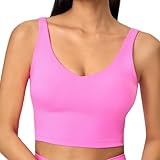 Lemedy Women Sports Bra Longline Crop Tank Top Padded Workout Running Yoga