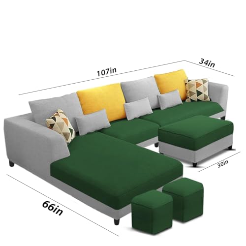 Image of Galib LHS 8 Seater L Shape Sofa Set for Living Room (Green Grey Fabric) Premium Fabric Sofa