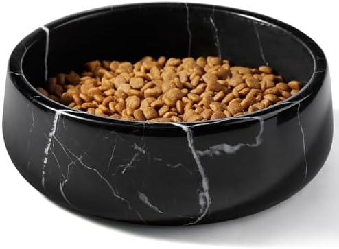 Karibiber Black Marble Dog Bowl, 3.5lbs Non Slip,Non Spill Heavy ...