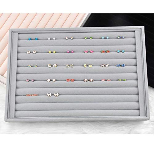 Fodlon Plateaux à Boucle d'oreille Velours, Boite de Presentoir à Bijoux pour Rangement de Boucle d'oreille et Bague - 35 * 24 * 3cm – vue 6