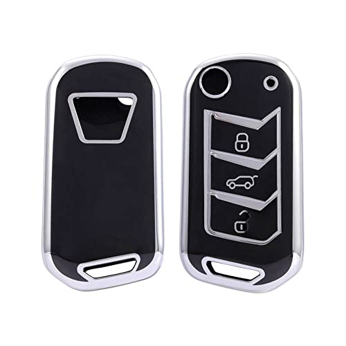Image of Keyzone TPU Car Key Cover Compatible for: Scorpio-N, TUV 300 Plus, XUV 300, XUV700, Marazzo, Bolero 2020, Scorpio, Thar Flip Key (Silver Black)