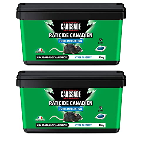 Multitanks - Pack de 2 seaux de Raticide Canadien Pat'Appât Forte infestation boite de 720 grs (72 x 10grs) Cover