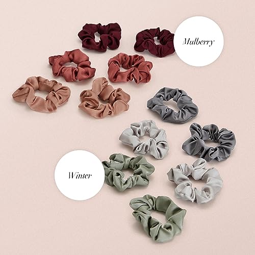 Kitsch Satin Scrunchies for Women - No Crease Hair Ties – Soft Satin Hair Scrunchies for Girls – Frizz Free, Gentle, Stylish Hair Accessories - Winter, 6 pcs - 7