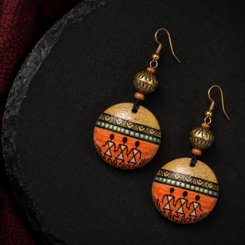 Image of Handcrafted Artistic & Tribal Earrings Collection for Women - Bohemian, Floral, Wooden & Ethnic Statement and Stud Designs