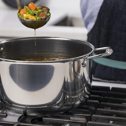 image for HexClad Hybrid Nonstick 8-Quart Stockpot with Tempered Glass Lid, Dish