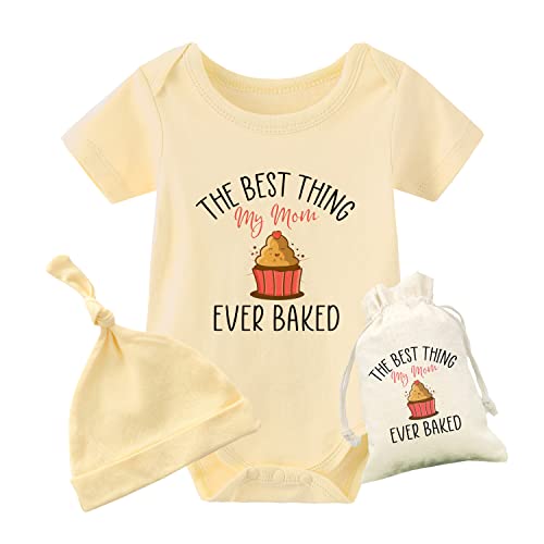 Baby Triplets Bodysuits My Mom Ever Baked Newborn Twin Clothes Girls Romper Boys Outfit With Hat Set