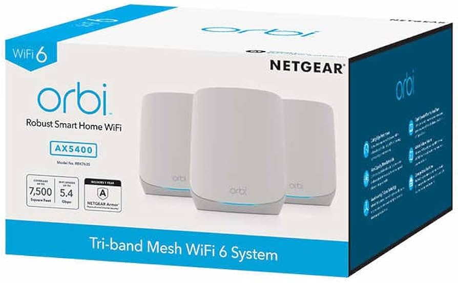 Amazon.com: NETGEAR Orbi Tri-Band Wi-Fi 6 Mesh System RBK763S