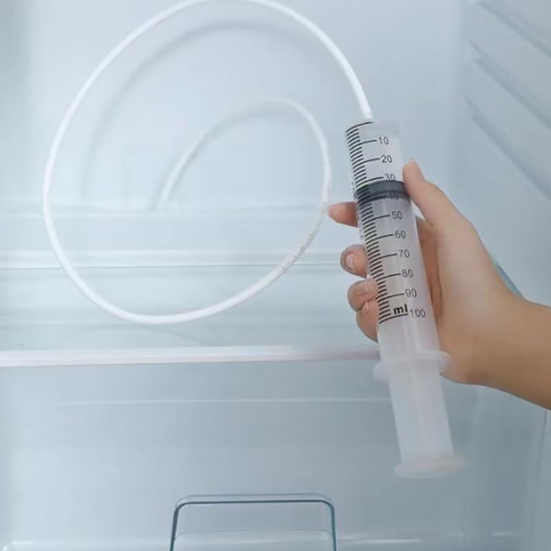 Kit de drenaje para refrigerador, 5 piezas: cepillo limpiador, varilla antiobstrucción y jeringa de succión con manguera para mantenimiento higiénico del frigorífico miniatura 4