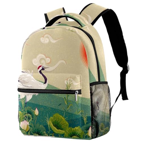 Sac à dos d'école grue à couronne rouge multicolore 29.4x20x40cm