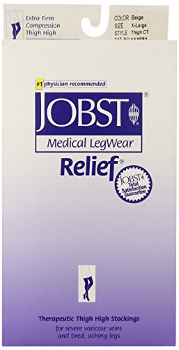 JOBST Relief Compression Stockings, 30-40 mmHg, Thigh High, Closed Toe, Beige, Large