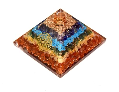 Image of 7-Chakra Pyramid |3-Inch|Chakra Balancing Pyramid for Meditation, Energy Healing, and Spiritual Practices|Handcrafted with Genuine Gemstones