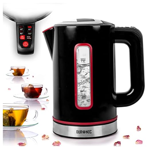 Duronic EK30 BK Hervidor de Agua Eléctrico 3000W de 1,5 L - Temperatura Regulable 40° / 60° / 80° / 100° C - Libre de BPA - Filtro Antical - Mantiene el Agua Caliente