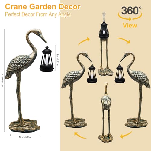 Stadeco Solar Garden Statue Crane Figurine, Outdoor Hanging Solar Lanterns thumb #1