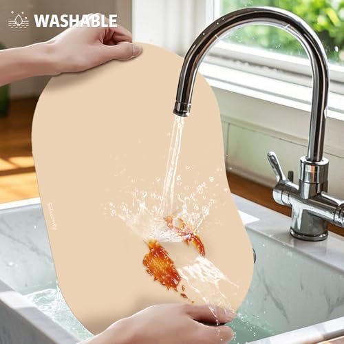 Tovagliette Silicone Impermeabili e Antiscivolo Siliconty, Set di 4 Ovali Termoisolanti, Tovagliette Colazione, Termoisolanti e Facili da Pulire, 43x30 cm (Bright Yellow 4 pcs)