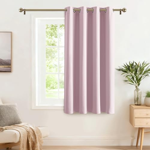 PONY DANCE Rideau Rose - Rideaux Occultant à Oeillets de Fenêtre Opaque Décoration de Maison, Isolation Thermique et Phonique Anti Chaleur, Largeur 132 x Hauteur 158cm, 1 PC, Rose Clair