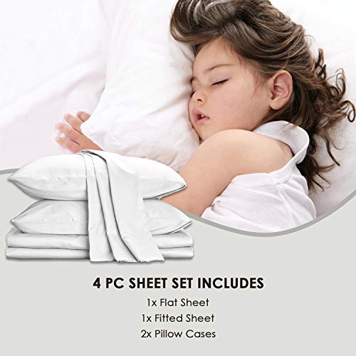 Soft 600 Thread Count Cotton White Full Size Sheets Set, 100% Long Staple Cotton Cool & Breathable Sateen Bed Sheets Full Deep Pocket Sheets fit Upto 15 inch (100 Cotton Full White Sheet)