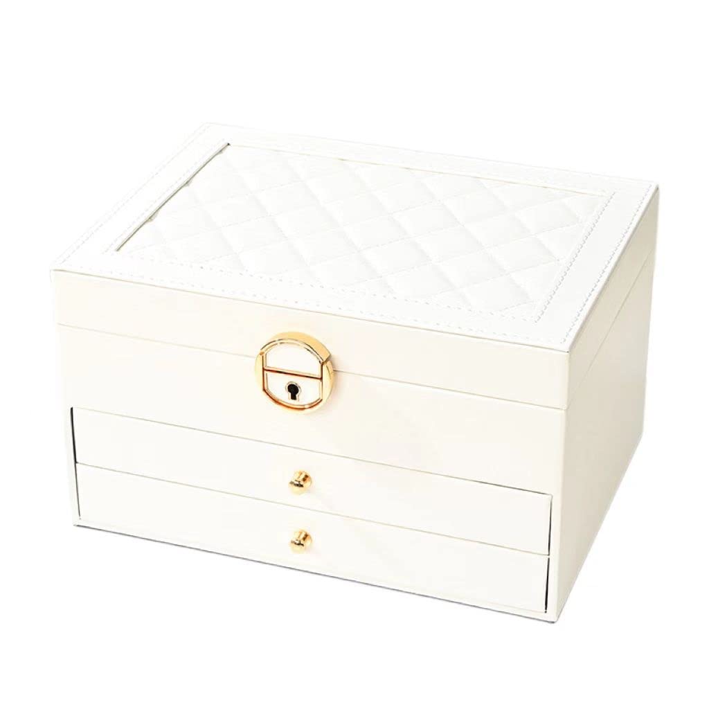 Boîte à bijoux en cuir losange GERSH écrin blanc haut de gamme pour colliers et bagues