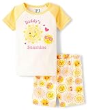 The Children's Place,Baby Girls,and Newborn 100% Cotton Short Sleeve Top and Shorts 2 Piece Pajama Set,Sunshine,12 Months,18 Months