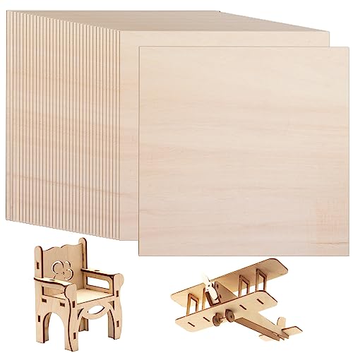 36 hojas de tilo de 1/8 x 12 x 12 pulgadas, láminas de madera contrachapada fina para manualidades, madera contrachapada para casa, avión, barco, escuela, proyecto de modelo de madera (1/8 x 12 x 12