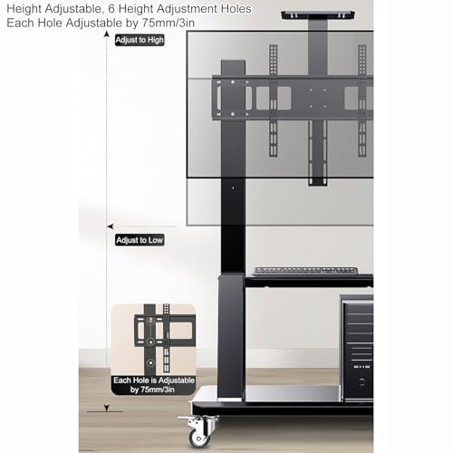 Soporte móvil para TV y monitor ajustable 32-120 pulg miniatura 5