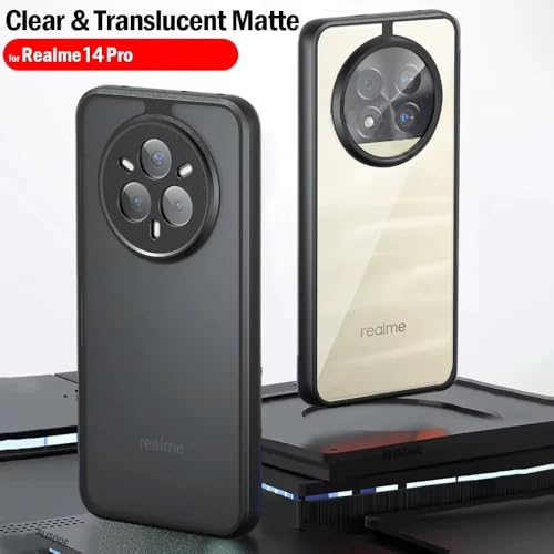 Image of REALCASE Hybrid Armor Back Cover Case for Realme 14 Pro Plus 5G | 360 Protection | Crystal Clear Hard Back Transparent Cover for Realme 14 Pro Plus 5G (Clear PC + Black TPU Bumper)