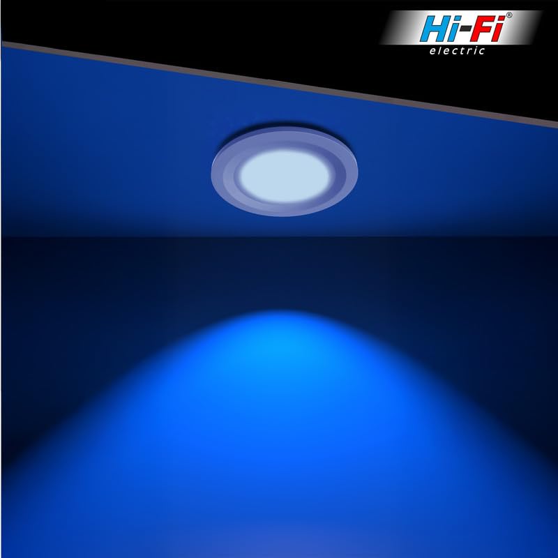 Image of elleys' Zain 6 Watt Junction Box Led Ceiling Light| Cut Out- 75 mm|BIS Certified| Blue Color Ceiling Light for Hall,Room,Office | Led Downlighter Colour (Blue) Pack of 8