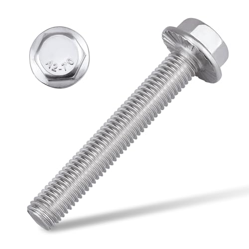 Image of 1 /4-20 x 2 Flanged Hex Head Bolts Screws, 304 Stainless Steel 18-8, Full Thread, Coarse Thread, 12 PCS