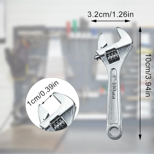oupados Small Steel Spanner Adjustable Mini Wrench Small Adjustable Spanner Ideal for Everyday Use in Tight Spaces 10×3×1cm - Image 2