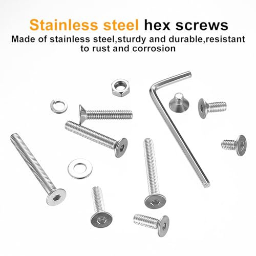 700 Stück M4 Schrauben Set, Senkkopfschrauben Muttern Set, Innensechskant Sechskantschrauben mit Muttern und Unterlegscheiben Kit, Flachkopf Gewindeschrauben Set, Maschinenschrauben