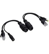 12V PoE Adapter, Power Over Ethernet Passive POE Adapter Cable Splitter Injector Waterproof for S...