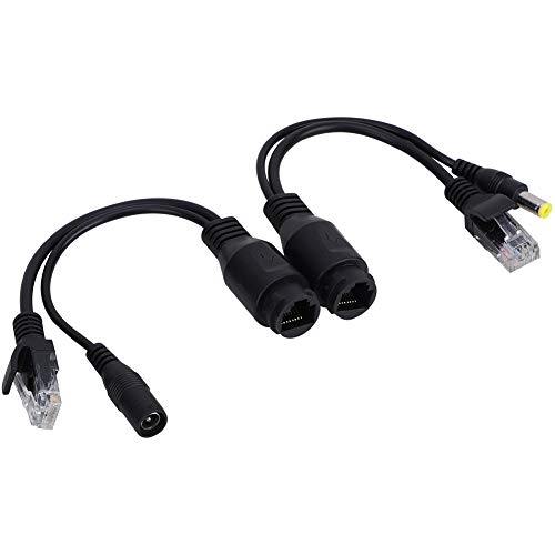 12V PoE Adapter, Power Over Ethernet Passive POE Adapter Cable Splitter Injector for Surveillance Camera(Black)