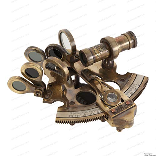 US HANDICRAFTS Antique Style Solid Brass Ship Sextant with Leather Box Vintage Nautical Navigation Instrument Functional Maritime Decor & Collectible Gift for Sailors and Enthusiasts
