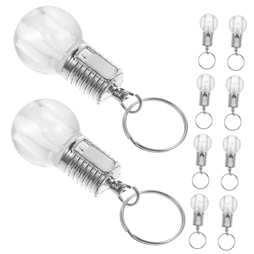 HAMPPLIES 10 Piezas Llaveros LED Bombilla Mini Portátil Cambio Color Luz Acero Inoxidable Acrílico Resistente Lámpara Decorativa