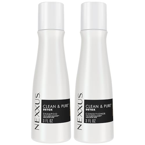Nexxus Travel Shampoo and Conditioner, Clean & Pure – Hair Products with Elastin Protein and Marine Minerals, Sulfate-Free, 3 Oz Ea