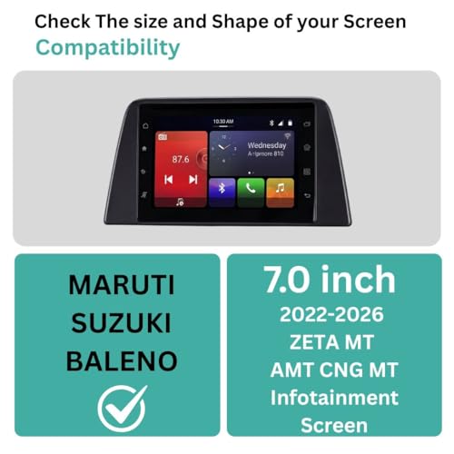 Image of Wisely Pack 2 - Screen Guard for MARUTI SUZUKI BALENO (2022-26+) DELTA ZETA Car - 7 Inch Display Infotainment GPS System Cluster Protector - Stereo Accessories - Touch Responsive - HD Clear