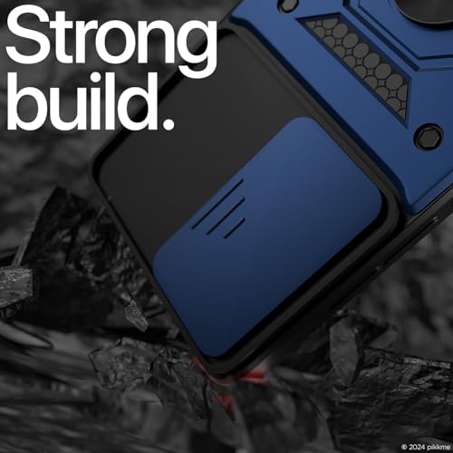 Image of Pikkme D10 Tough Armor Bumper Case | 360 Protection Case | Sliding Camera Shield Cover & Ring Holder Stand Back Cover for Vivo V40 5G / V40 Pro 5G / T3 Ultra 5G (Blue)