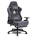 Symino Chaise Gaming Ergonomique et Fauteuil Gamer avec Repose-Pieds Télescopique Coussin à Ressorts, Support Lombaire et Hauteur Réglable 200kg (Faux Daim, Gris)