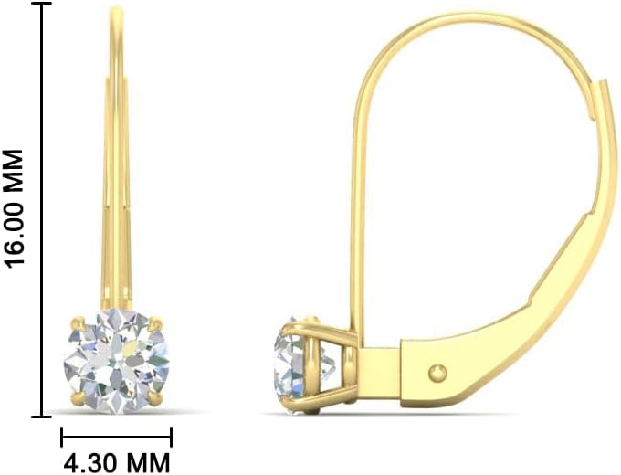 Lever Back Earrings for Women IGI Certified 1/2 To 4 Carat Lab Grown Diamond Solitaire Drop Dangle Earrings in 14K Gold/Silver (E-F-G, VS1-VS2, 0.50-4 c.t.w)