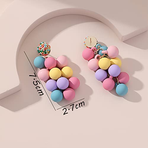 Acrylic ball Beads Dangle Earrings for Women,Colorful Statement Earring Cute Candy Colored Drop Dangle Geometric Jewelry Earrings For Gift Party4
