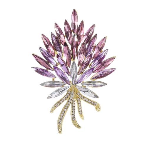 Image of Sparkling Rhinestone Flower Brooch Pin Premium Blue Purple Crystal Flower Brooch Lapel Pins Vintage White Rose Broochs Clothes Hat Bag Dress Clothing Jewelry for Women