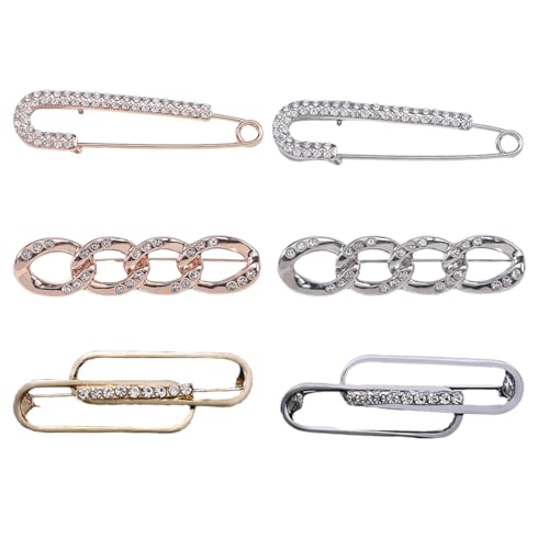 JYNXOR 6 Pcs Broche Femme Vetement Decollete, Broches Et Pins Pour Femme, Grosse Epingle a Nourrice, Broche Robe Mariée,Bijoux Femmes,Pull Châle Clip De...