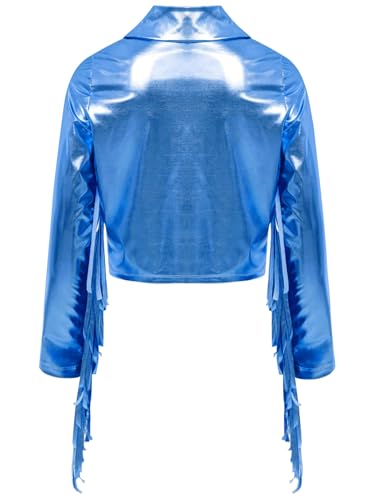 TiaoBug Kids Girls Sequin Tassel Long Sleeve Bomber Jacket Hip Hop Jazz Dance Coat Performance Party Club Outerwear4