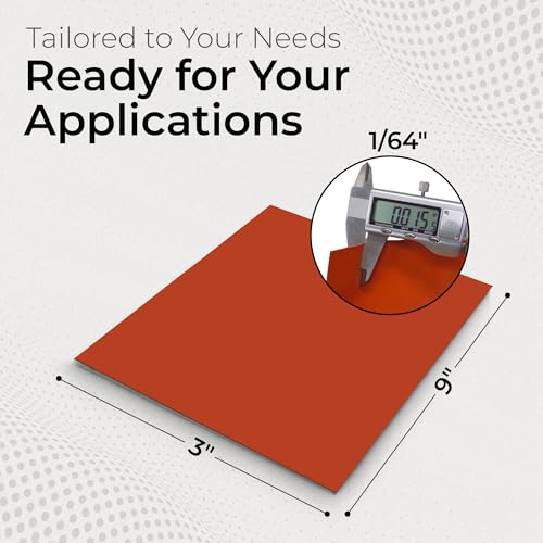 Image of Exactly Rubber Red Commercial Grade Silicone Sheet - 1 /64 x 3 inch x 9 inch 60A Durometer, Made in The USA