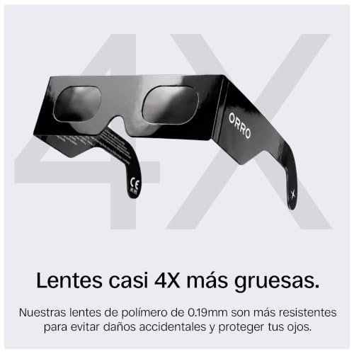 Miniatura 5 de ORRO Gafas para Eclipse Solar de 45 mm, Pack de 2/6/12, Se Ajustan sobre Gafas Graduadas, Protección Ocular Certificada, Ensayadas según EN ISO 12312-2:2015, Marcado CE - Ajuste Edge